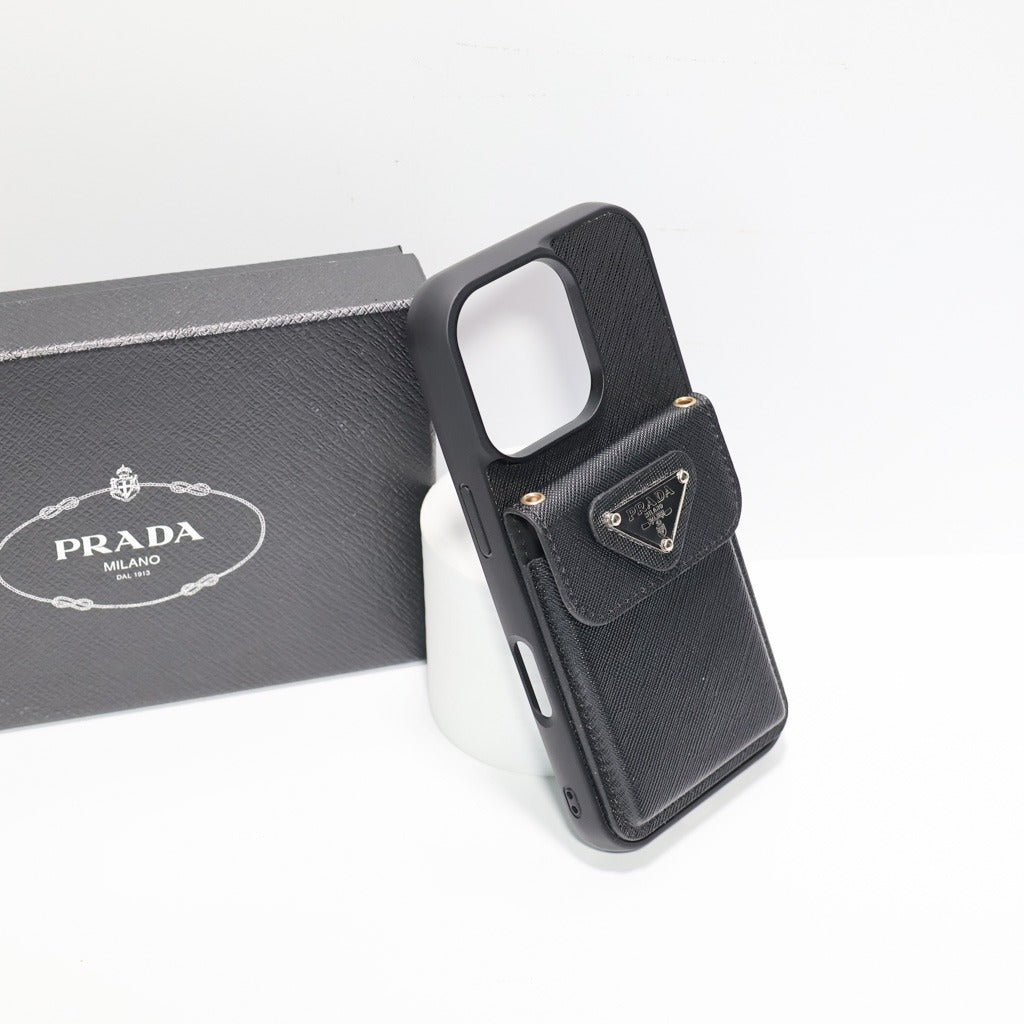 Black Vintage Texture Card Pocket iPhone Case