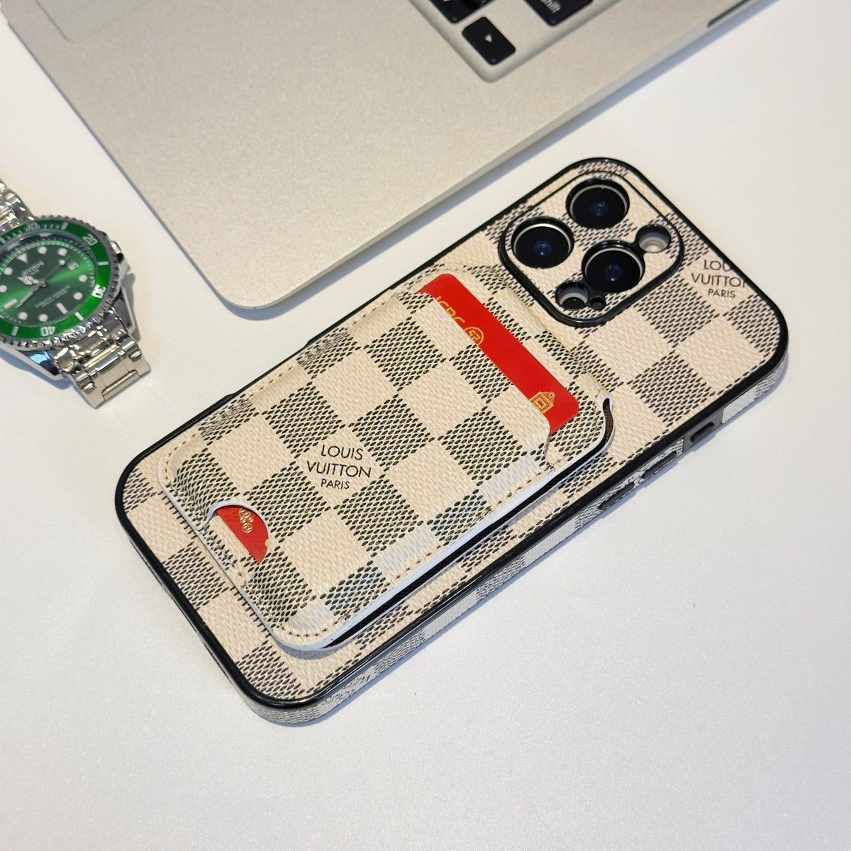 Alphabet Plaid MagSafe Magnetic Card Wallet iPhone Case
