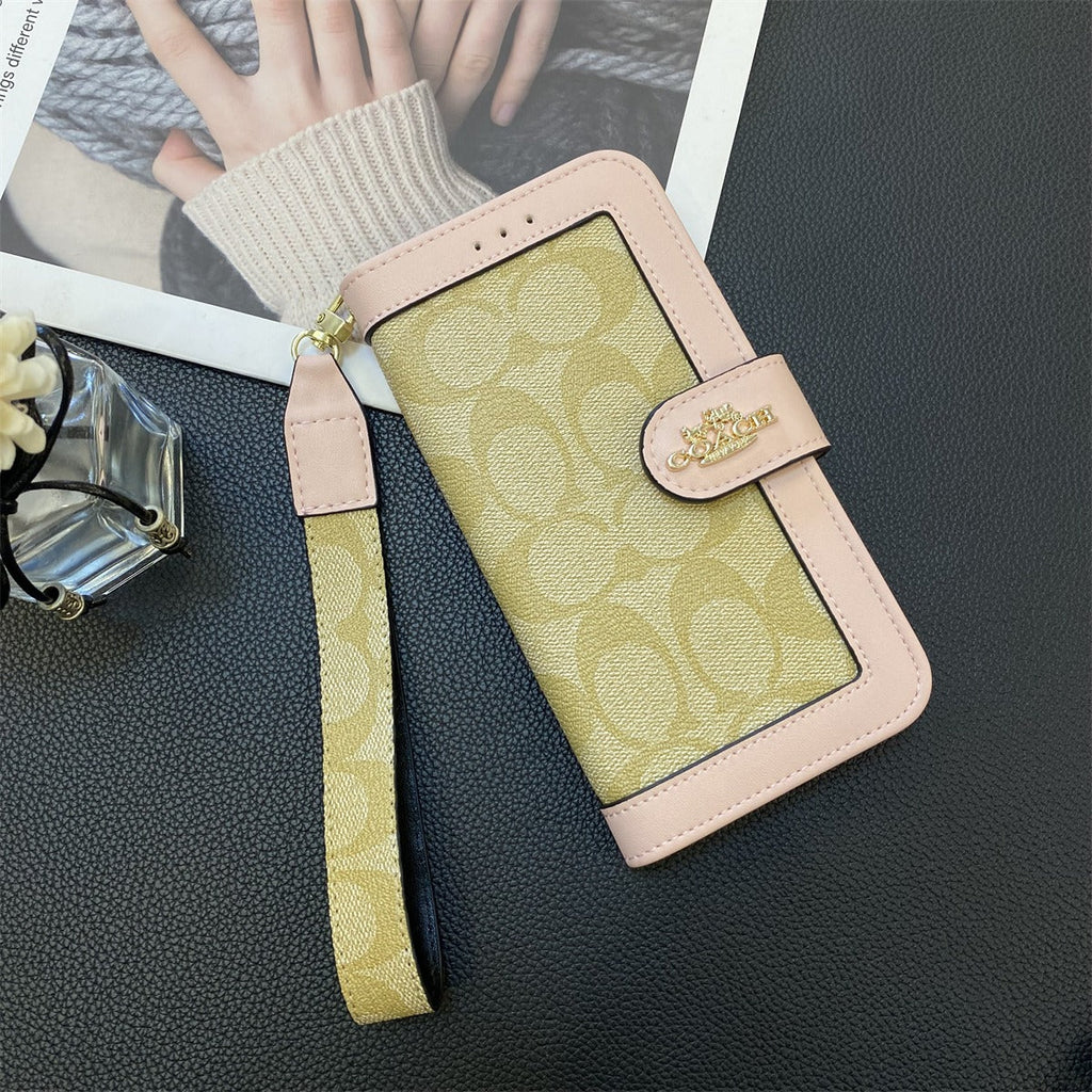 CH Classic Leather Pattern Wallet iPhone Case