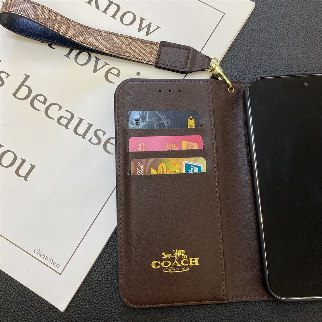 CH Classic Leather Pattern Wallet iPhone Case