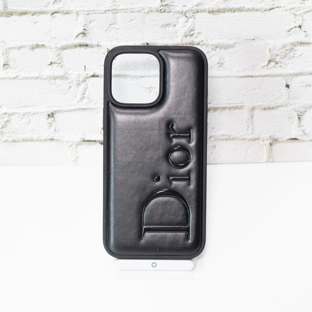 DR Black And White Leather iPhone Case