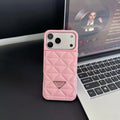 Diamond Quilted Leather with Signature Logo iPhone Case