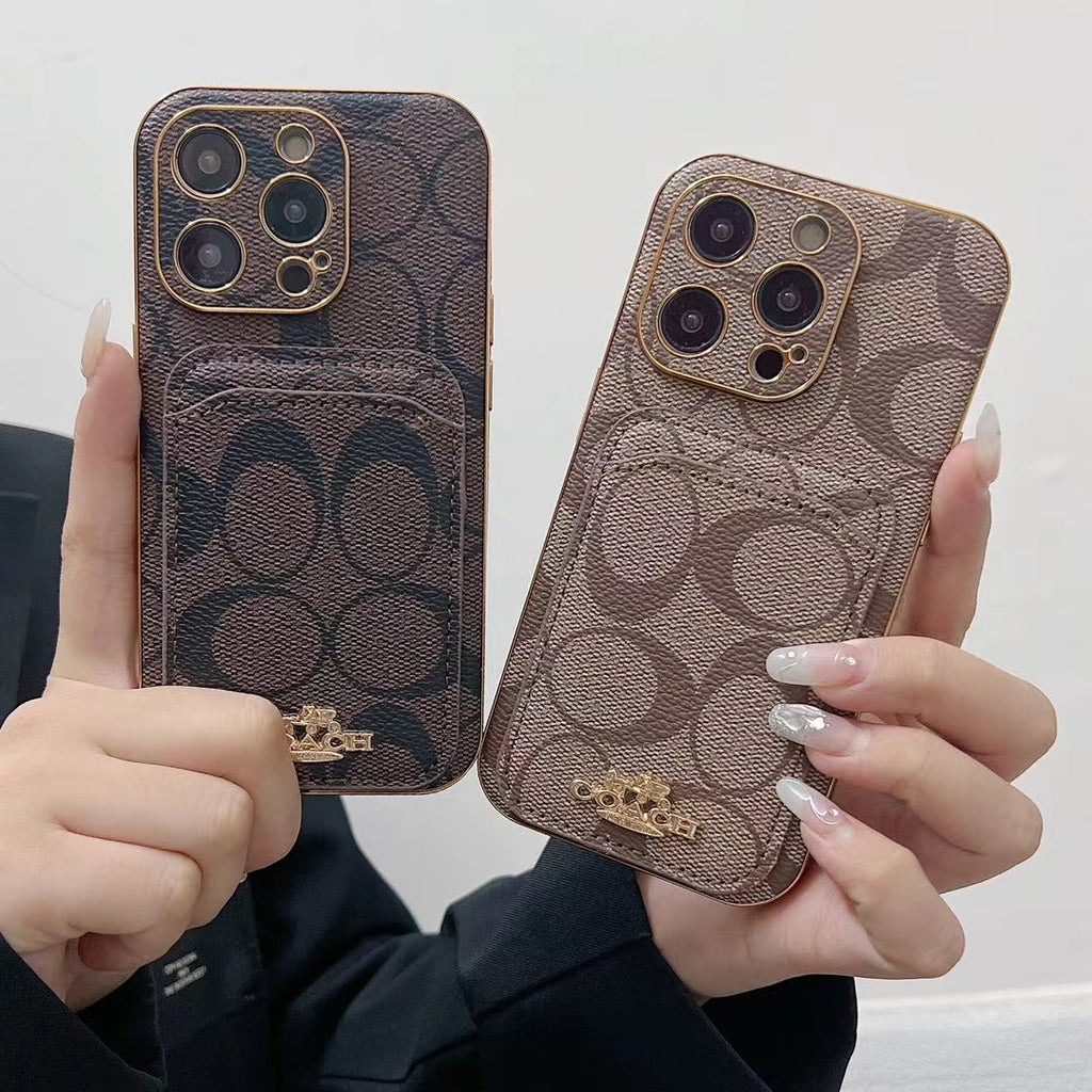 Luxury Coach Phone Case Card Slot for iPhone