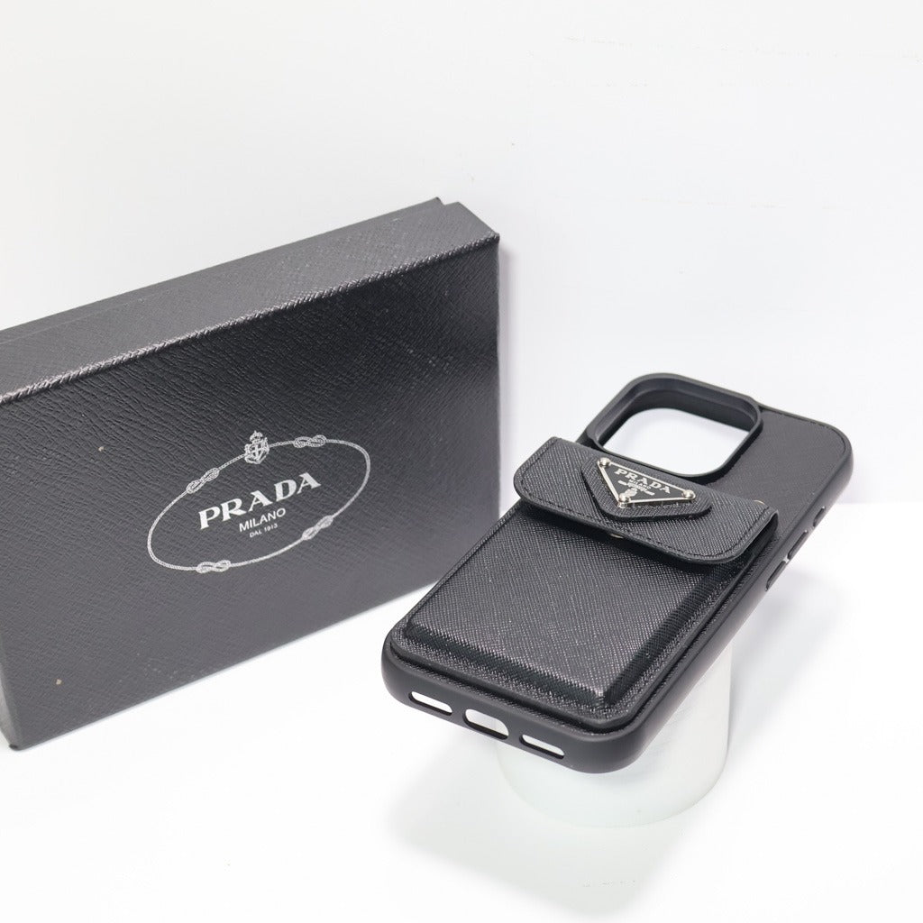 Black Vintage Texture Card Pocket iPhone Case