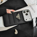 Luxury Quilted Leather iPhone Case with Card Pocket & Metal Logo
