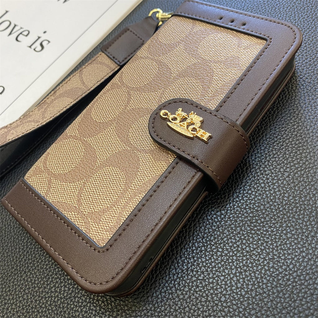 CH Classic Leather Pattern Wallet iPhone Case