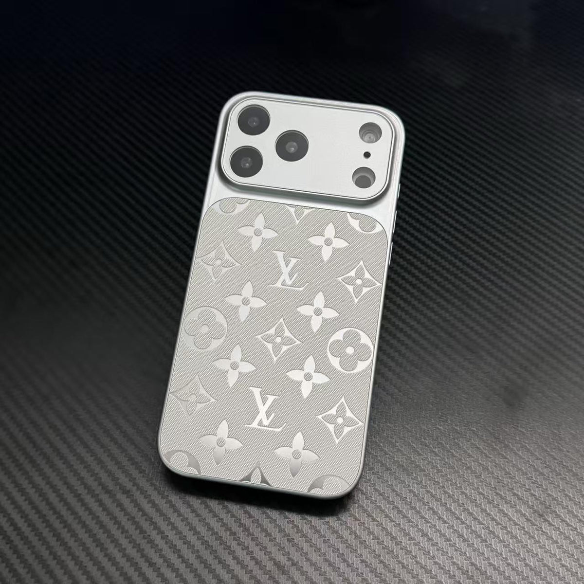 Luxury Monogram Pattern Leather Phone Case with Full Camera Protection